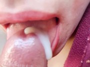 I sucked tasty my stepdad cum quick on my little mouth  - Close UP Best Blowjob  14/16