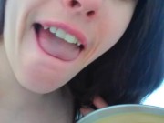 Naked Nudist Crazy White Girl Onlyfans Only FANS ManyVids Cam Slut Drinks Morning Coffee Lunatic