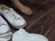 Mistress show shoes and dirty stinky socks feet soles and pantyhose tights 15/16