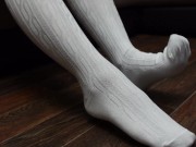 Schoolgirl Show Feet in Knee Socks and Change Dress knee socks Nylon Pantyhose foot fetish 1/16