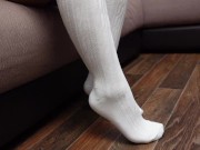 Schoolgirl Show Feet in Knee Socks and Change Dress knee socks Nylon Pantyhose foot fetish 2/16