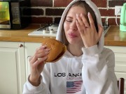 Russian bitch wanted burger sauce and got a lot of cum. Hd blowjob 1/16