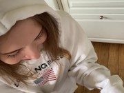 Russian bitch wanted burger sauce and got a lot of cum. Hd blowjob 16/16