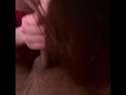 Asian long blowjob and handjob red nightgown licks cum out  12/16