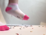Giantess Gleefully Crushing Shrunken Men Under Her Socks! 12/16