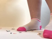 Giantess Gleefully Crushing Shrunken Men Under Her Socks! 8/16