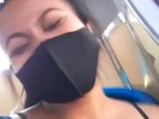 Slave May risky and shameless flashing in bus and station 8/16