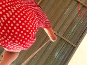 Cute housewife has fun without panties on the swing Slut swings and shows her perfect pussy 3 6/16