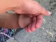 FAT COCK PISSING IN HER HANDS