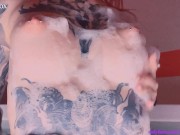 Slim Girl Plays with Foam and Huge Vibrator 8/16