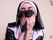 Tattoed nun pantyhose foot fetish tease 9/16