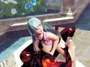 Elizabeth Liones and Demon fucks cowgirl position hentai 3d 14/16