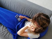 Pee and cum on hair while she is on sofa 1/16