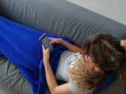 Pee and cum on hair while she is on sofa 11/16