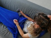 Pee and cum on hair while she is on sofa 14/16