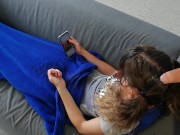 Pee and cum on hair while she is on sofa 15/16