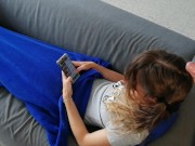 Pee and cum on hair while she is on sofa 4/16