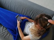 Pee and cum on hair while she is on sofa 6/16