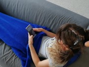 Pee and cum on hair while she is on sofa 8/16