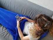 Pee and cum on hair while she is on sofa 9/16