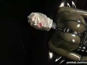 Hot milf with big tits full encased in rubber has fun with latex hood and breath play game - Part 2 8/16