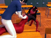 Meru the succubus cowgirl fucks in classroom hentai 1/16
