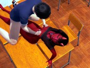 Meru the succubus cowgirl fucks in classroom hentai 4/16