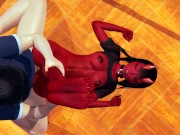 horned Meru the succubus handjob on the desk 10/16