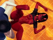 horned Meru the succubus handjob on the desk 11/16
