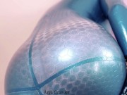 Sexy MILF with big natural ass teasing in latex catsuit rubber fetish free porn video 2/16