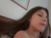 Hotel sex with 18 year old Latina (Winter Jade) filmed Amateur POV hitting it from behind making her cum! 8/16