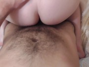 Hot cowgirl sex and doggystyle POV. Cum in the pussy of a pregnant bitch 11/16