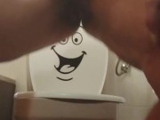 hidden in the bathroom masturbating with a golden shower gift. 11/16