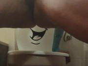 hidden in the bathroom masturbating with a golden shower gift. 12/16