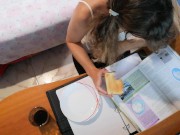 Cum breakfast-toast with milk while I am reading 14/16