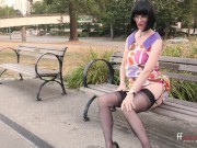 I get completely stark naked on a PUBLIC BENCH with the traffic driving by! I still can't believe it 16/16