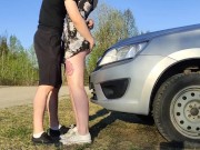 Rolled up with a beauty in the forest and I fucked her on the hood and filled her mouth with sperm 1/16