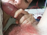 morning blowjob and cum close up (part 1)