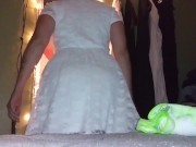 Amazing Pawg putting her hair in Pigtails stripping in front of the mirror 16/16