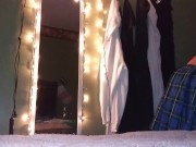 Amazing Pawg putting her hair in Pigtails stripping in front of the mirror 7/16