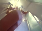 Voyeur camera in the shower room. naked girl in the shower room. Strips naked. 16/16