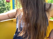 Eva in Red Panties Shows Pussy in Public Place 4K 18+ 1/16