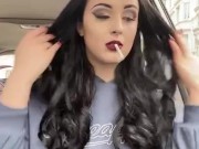 British chav in trackies smokes in the car! What a chav ! 1/16