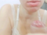 Stepdaughter with a mouth full of surprise cum - Close Up Perfect blowjob 15/16