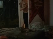 Step sis sneaks in to gag on my cock. 1/16