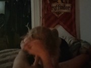 Step sis sneaks in to gag on my cock. 9/16