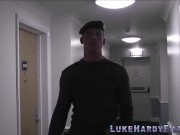 Skinny tattooed british brunette rides Luke Hardy and tugs his long shlong 1/16