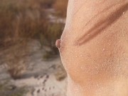 Tanned Nudist Teen receives a Spit on her Tight Asshole before taking a Hot Piss on the Beach 5/16