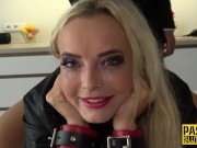 Paddled ass tied up blonde submissive gets banged and toyed by Pascal White 1/16