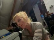 Nerdy chick loves sucking BF’s huge dick.  14/16